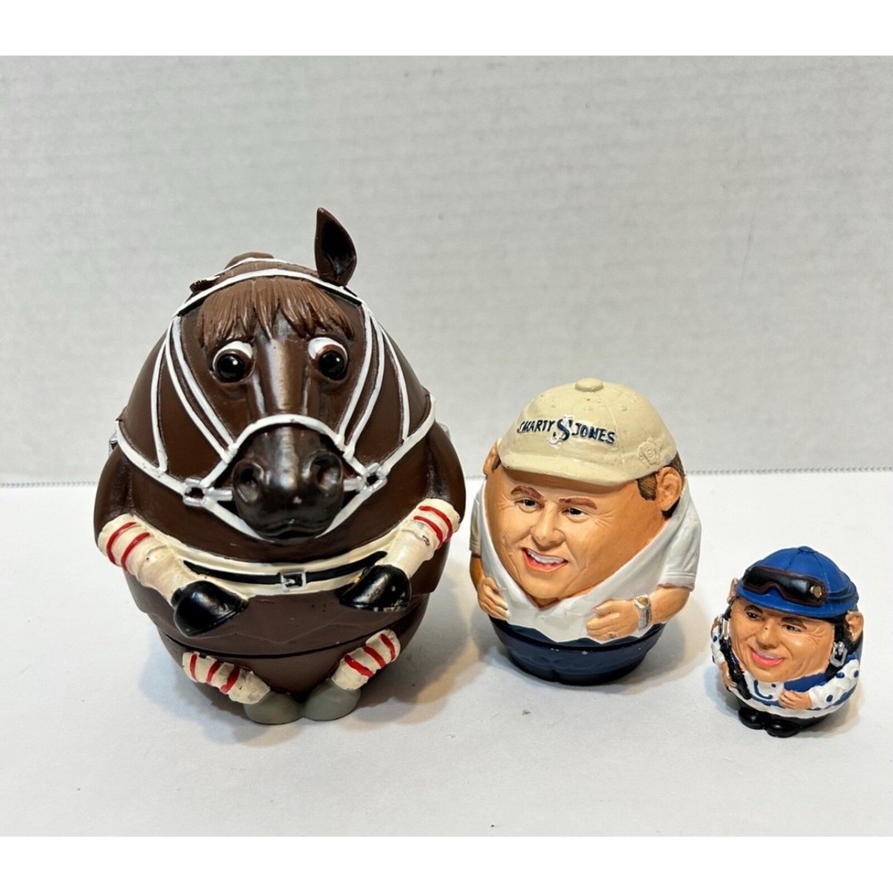 NIB Smarty Jones 2004 Ky Derby Winner Nesting Doll Set Churchill Downs Exclusive